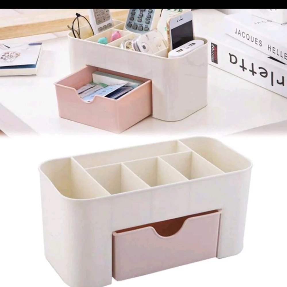 2pc White Storage Box With Pink Drawer For Nail Tools Jewelry Multi-Functional